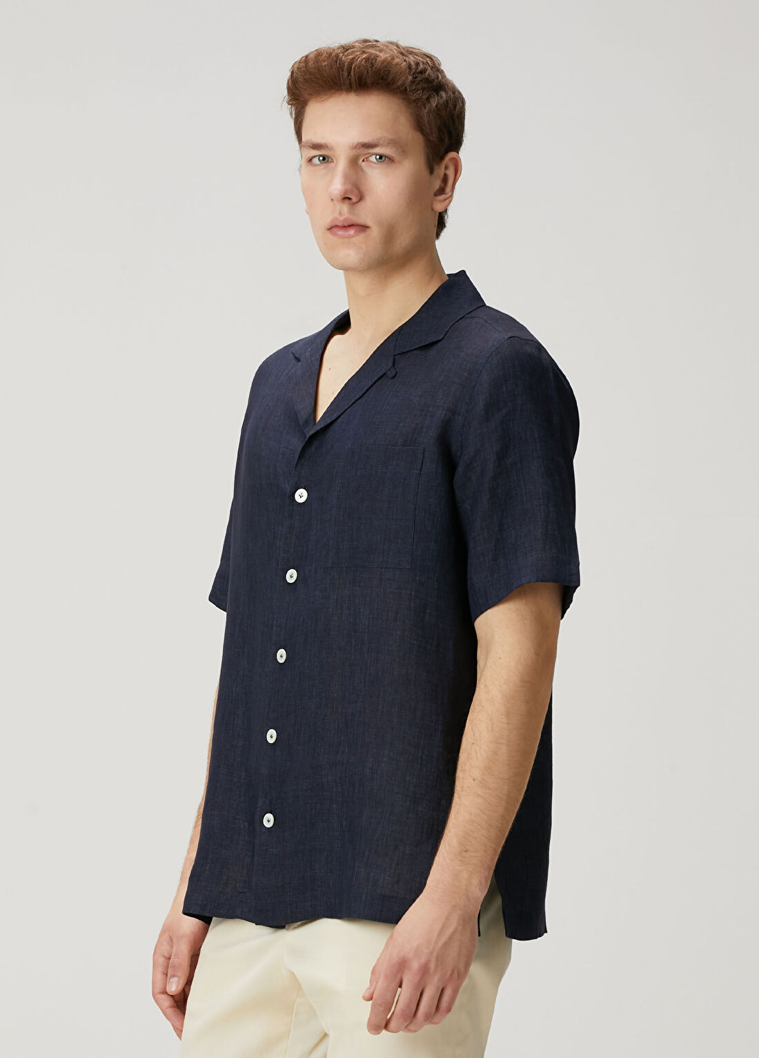 Lardini Antrasit Kısa Kollu Keten Gömlek görsel 3