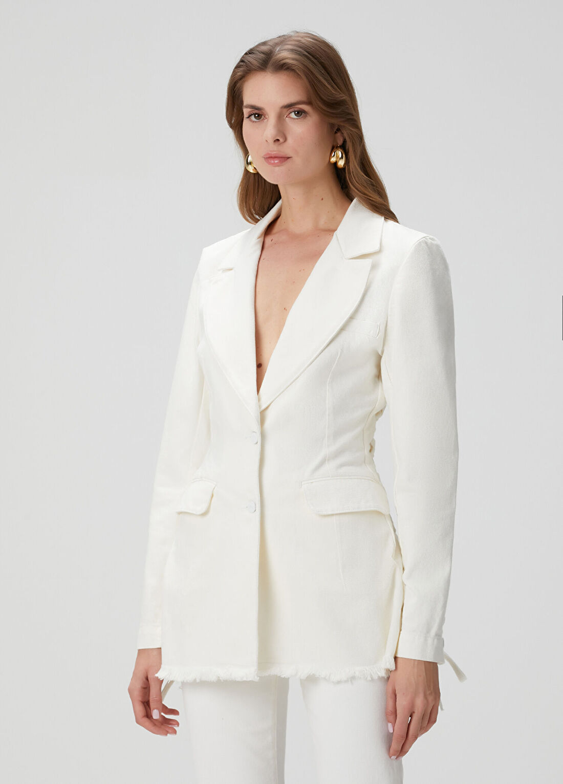Lol Michelle Beyaz Denim Blazer
