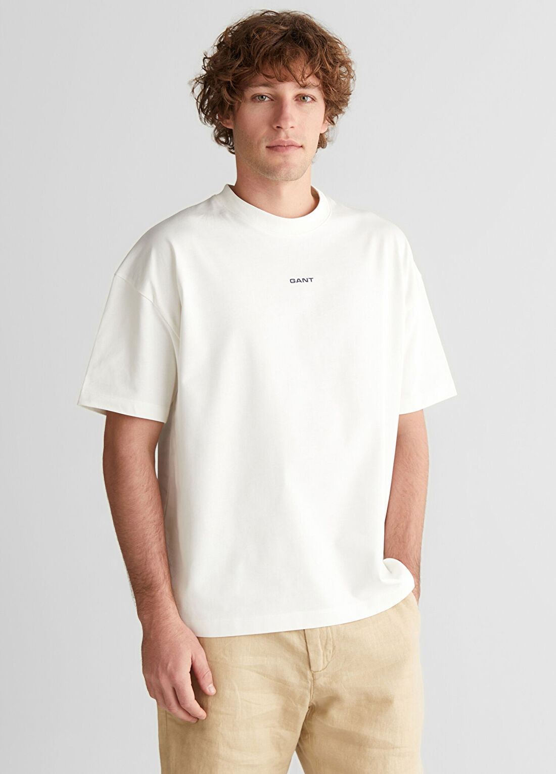 Gant Beyaz Baskılı Pamuklu Kısa Kollu Erkek T-Shirt