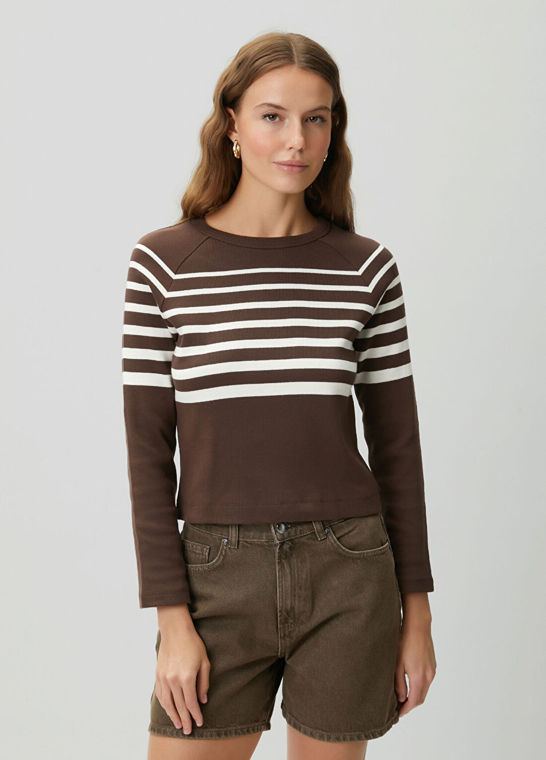 Beymen Club Kahverengi Çizgili Sweatshirt görsel 4