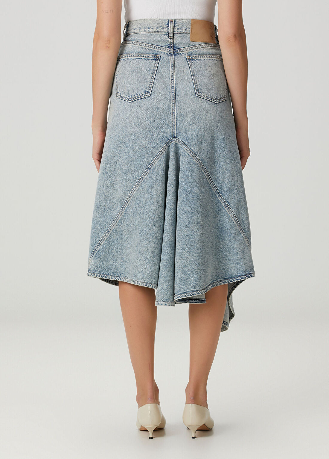 Haikure Ann Mavi Midi Denim Etek görsel 4