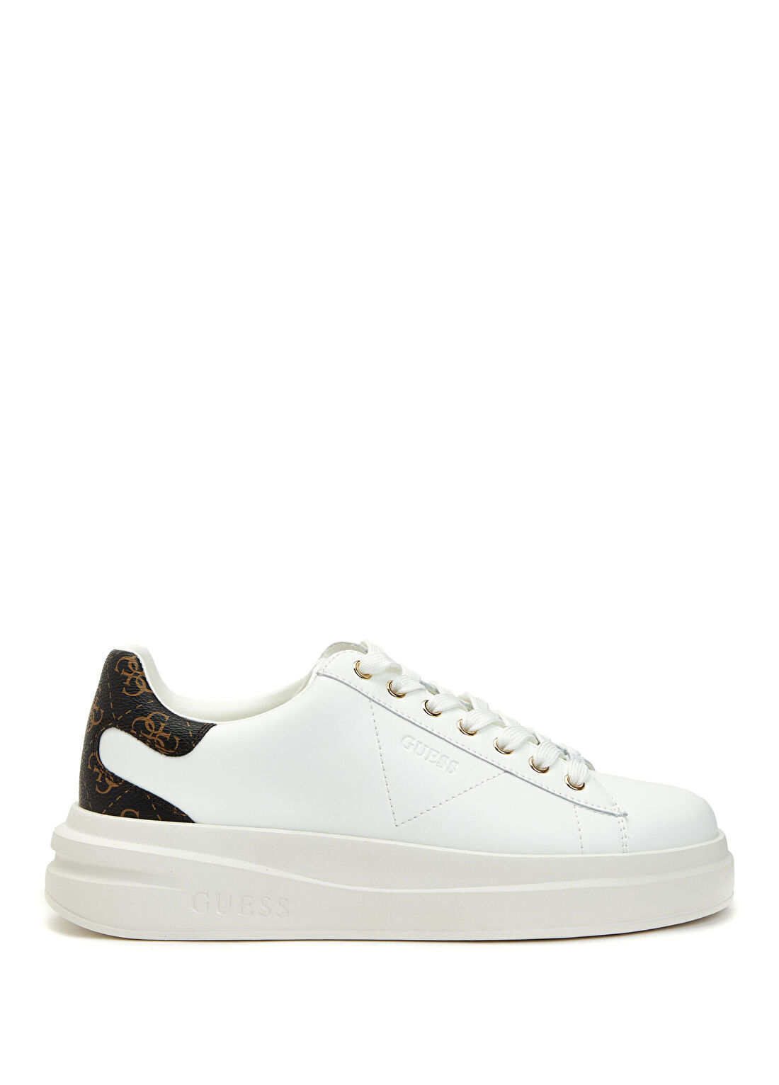 Guess Elbina Beyaz Siyah Kadın Deri Sneaker