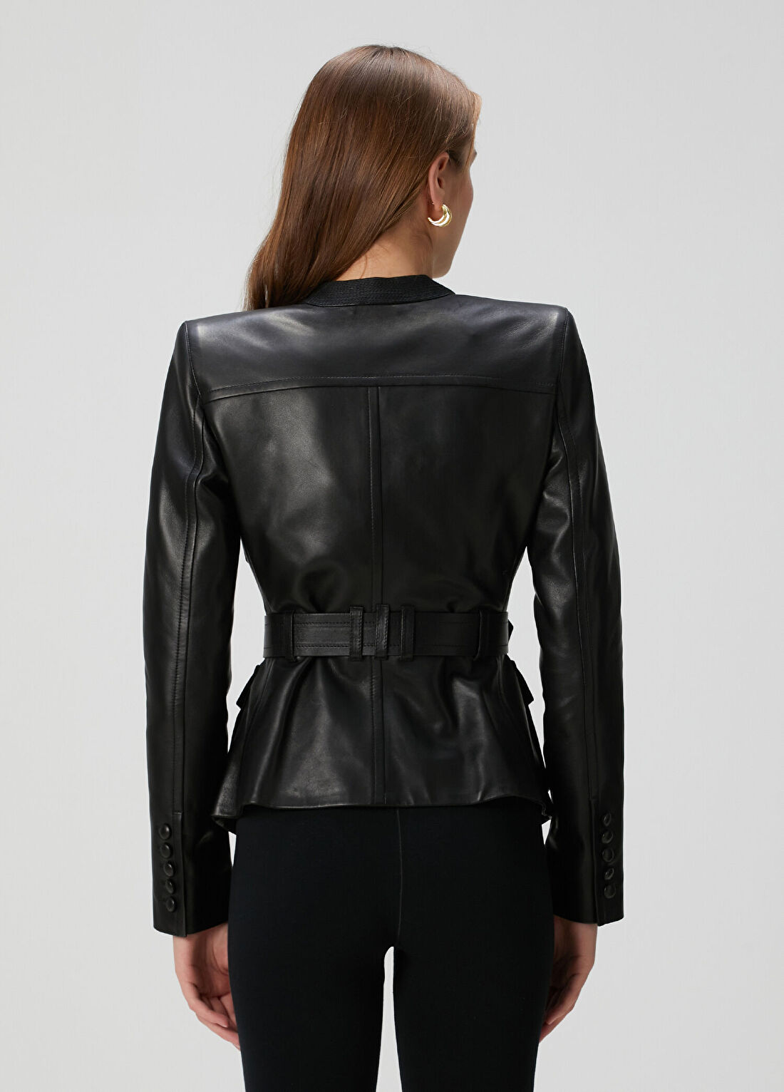 Balmain Siyah Deri Ceket görsel 4