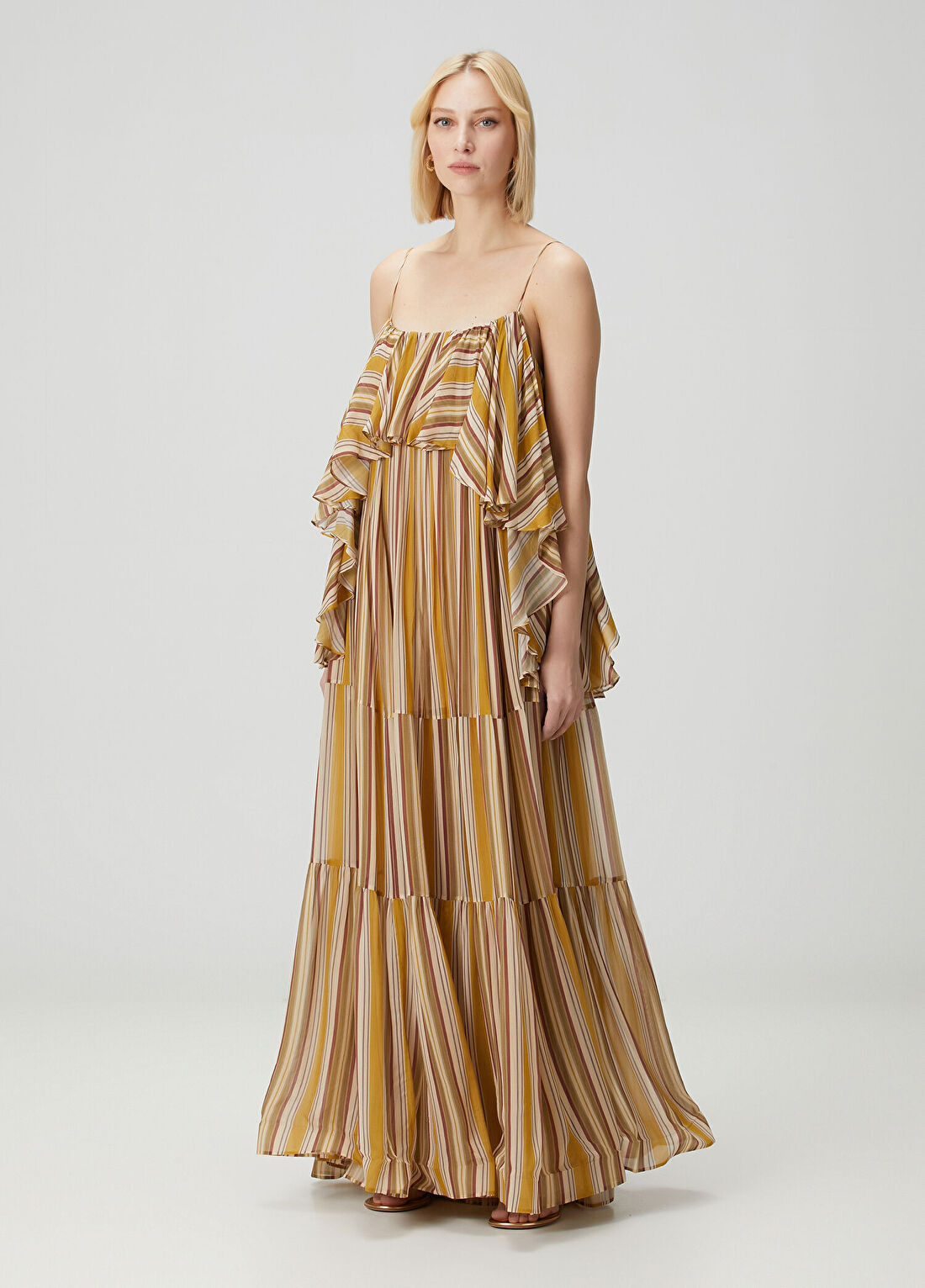 Zimmermann Rebellion Bohemian Hardal Çizgili Maksi Elbise görsel 3