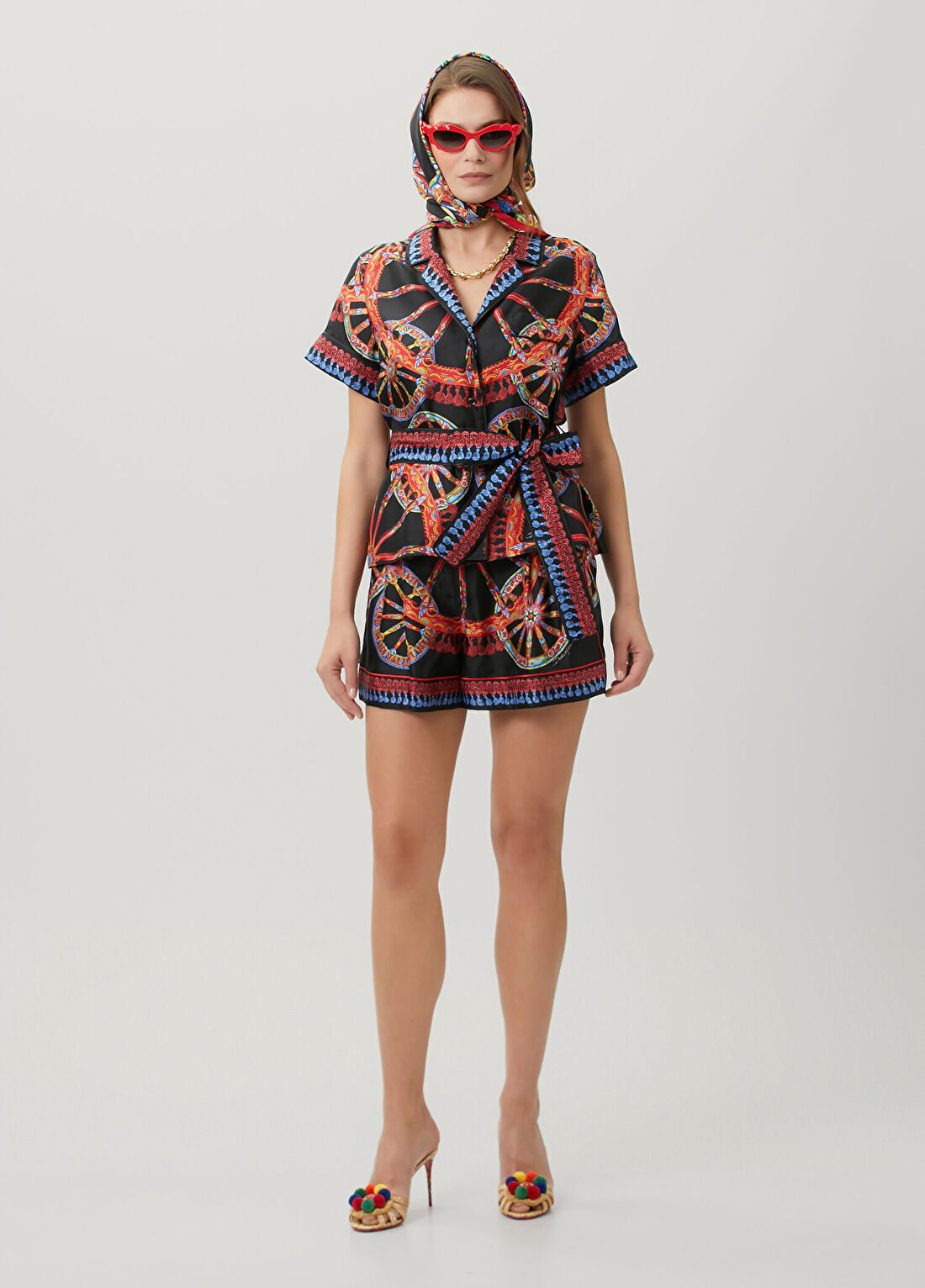 Dolce&Gabbana Siyah Desenli İpek Şort