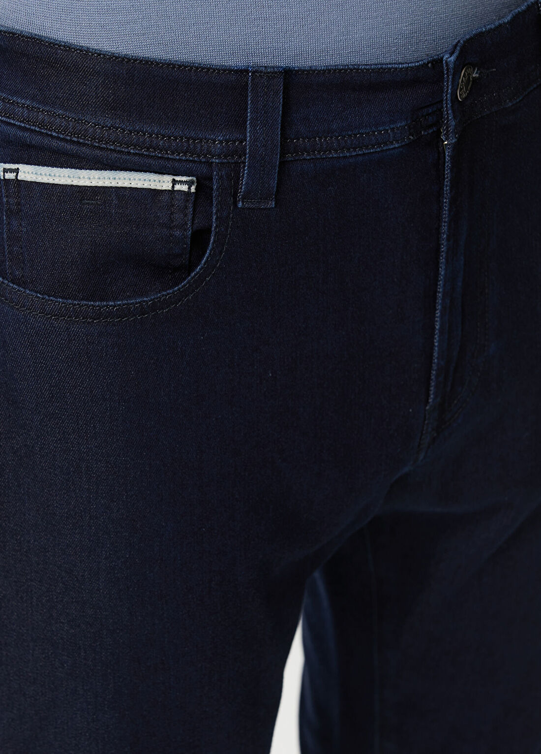 Canali Lacivert Jean Pantolon görsel 4