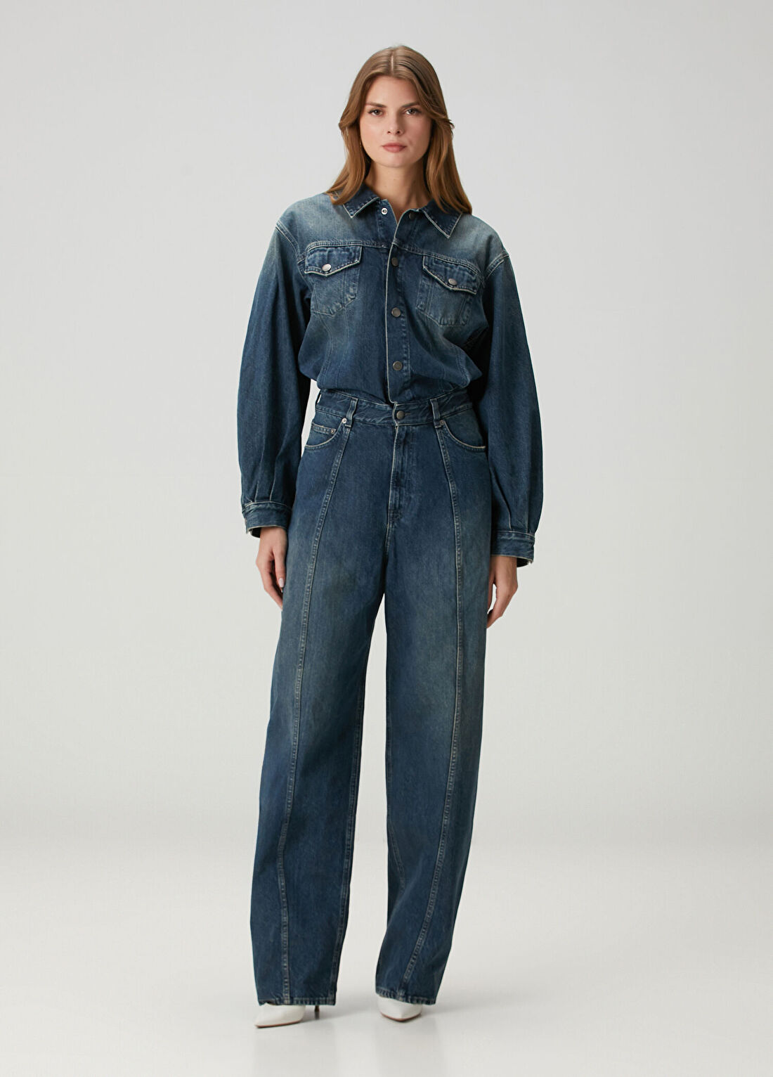 Haikure Koyu Mavi Denim Tulum