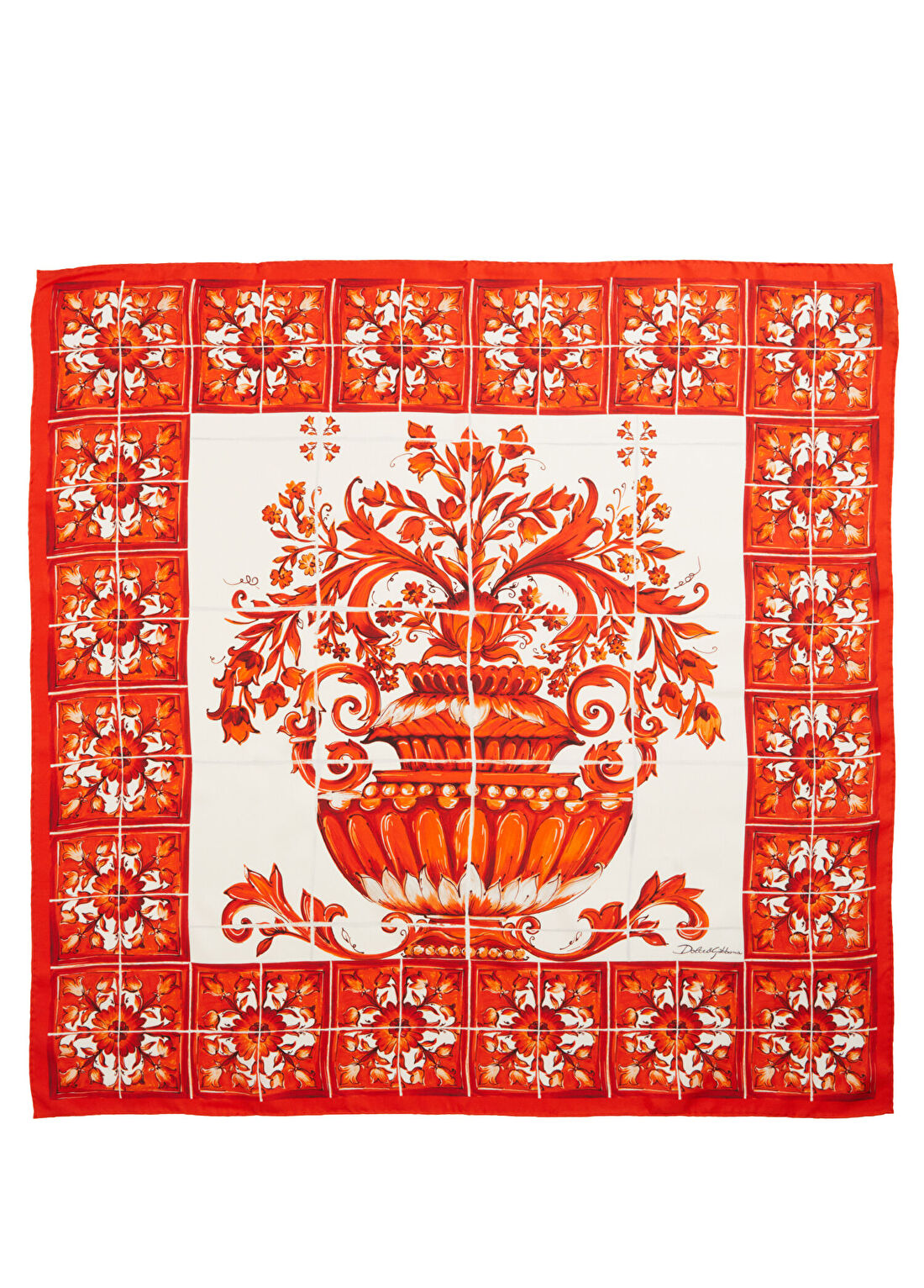 Dolce&Gabbana Turuncu Beyaz İpek Eşarp