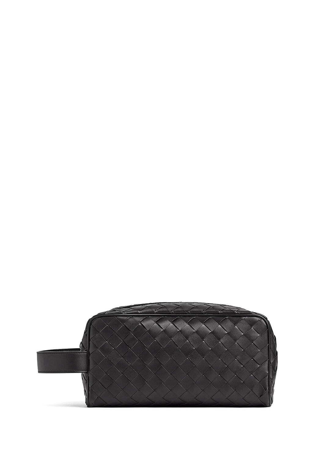 Bottega Veneta Siyah Örgü Dokulu Erkek Deri Tıraş Çantası