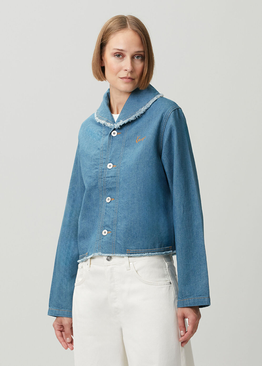 Kenzo Koyu Mavi Denim Ceket görsel 3