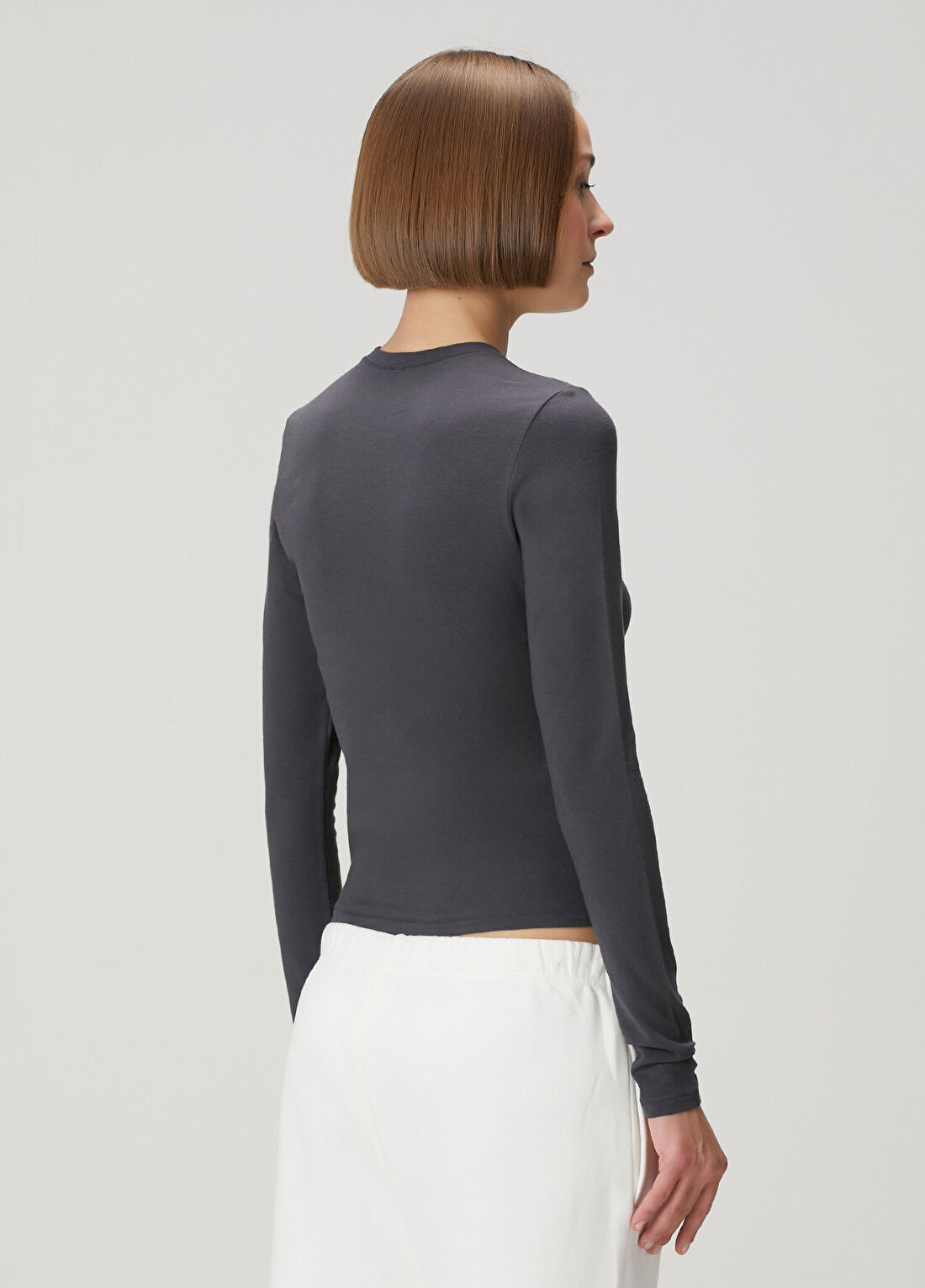 Skims Long Sleeve Antrasit T-shirt görsel 4