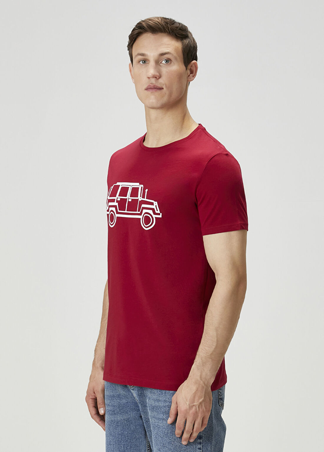 John Frank Eighty Five Bordo Baskılı T-shirt görsel 3
