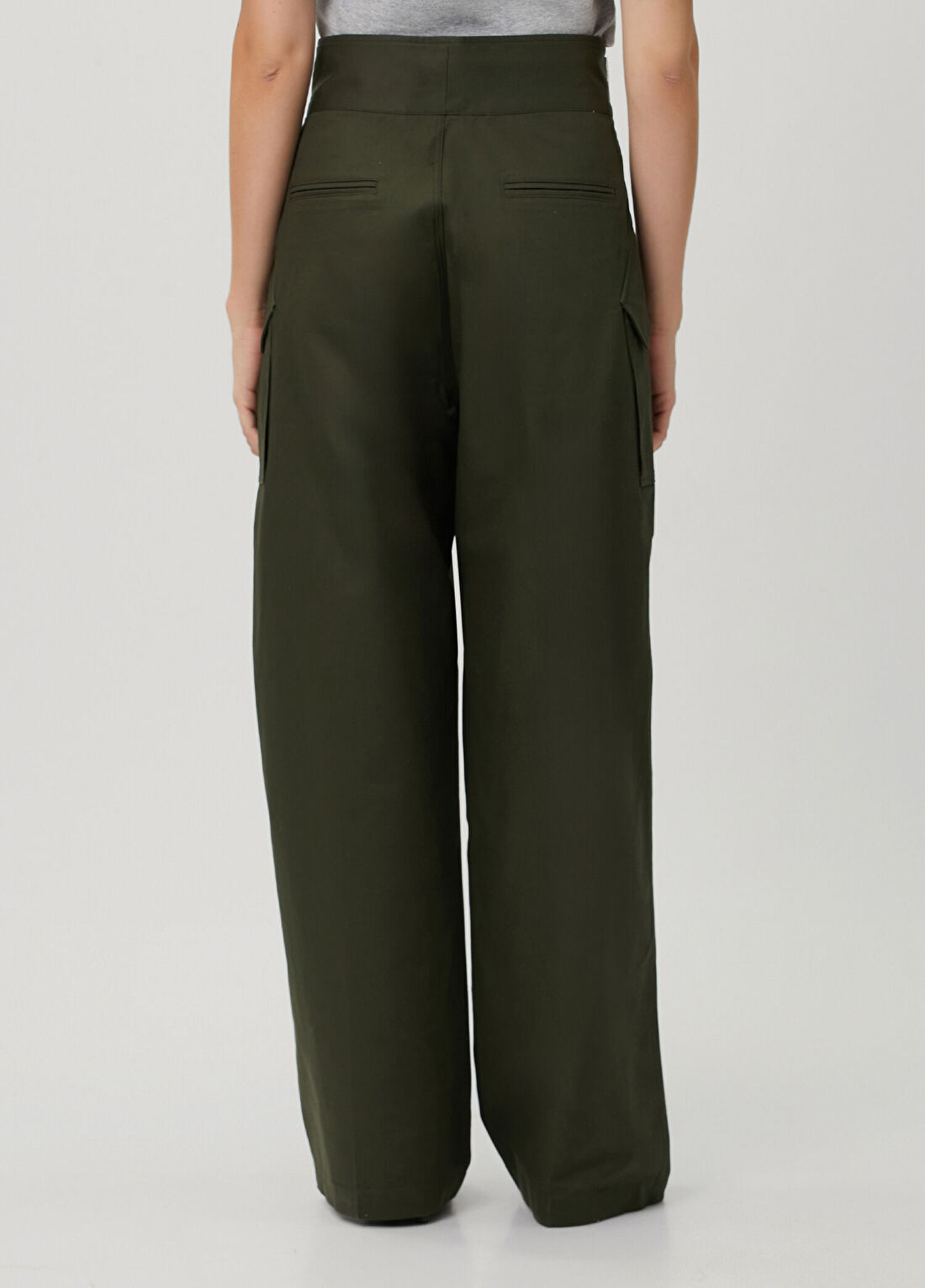 The Frankie Shop Koyu Yeşil Wide Leg Pantolon görsel 4