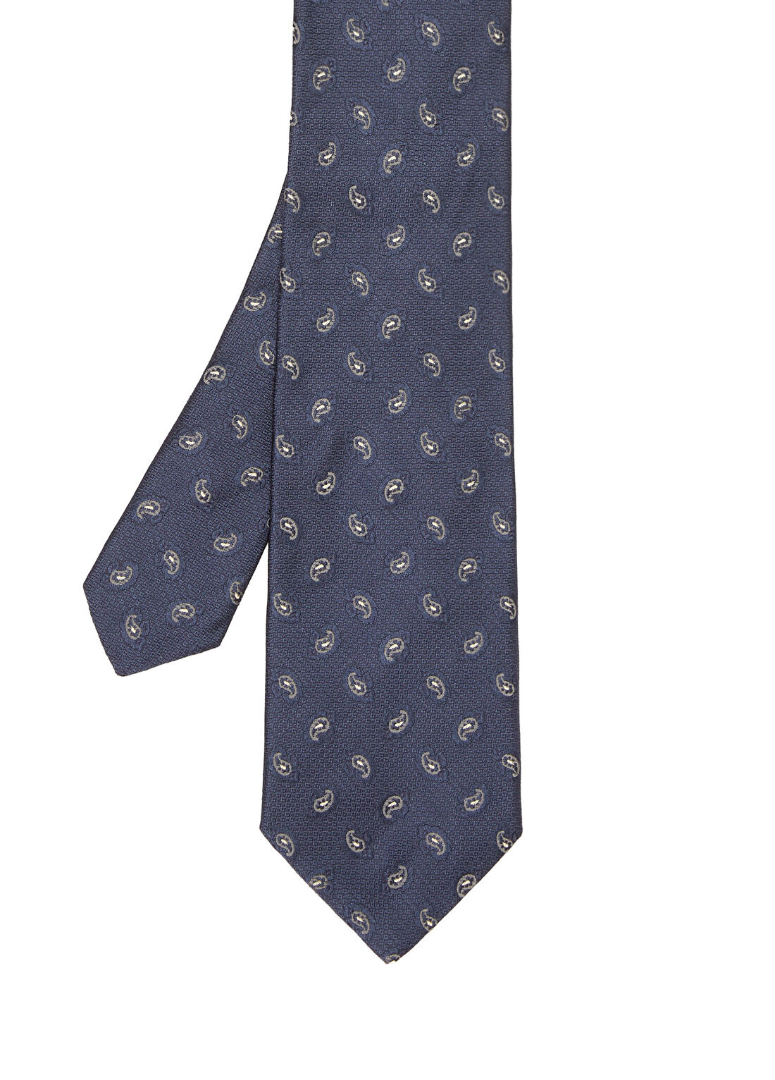 Beymen Collection Lacivert Şal Desenli İpek Kravat