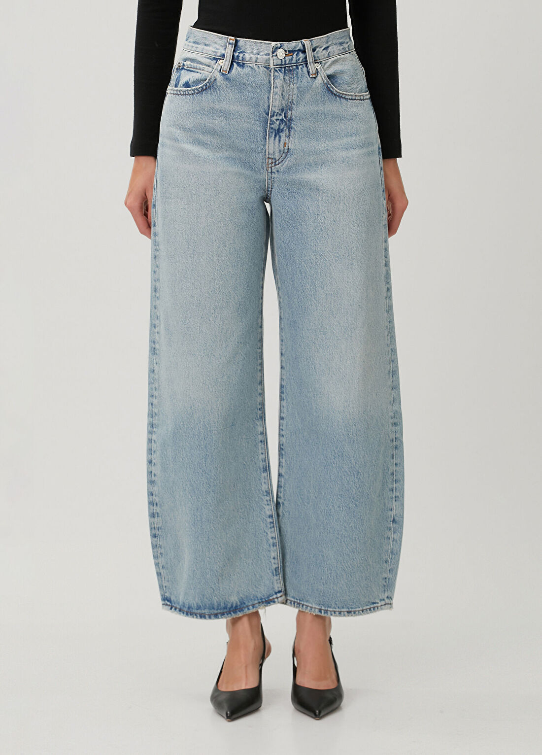 Frame Denim The Bow Crop Mavi Jean Pantolon görsel 2