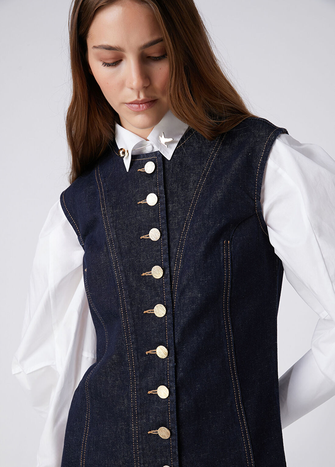 Beymen Club Indigo Mini Denim Elbise görsel 2