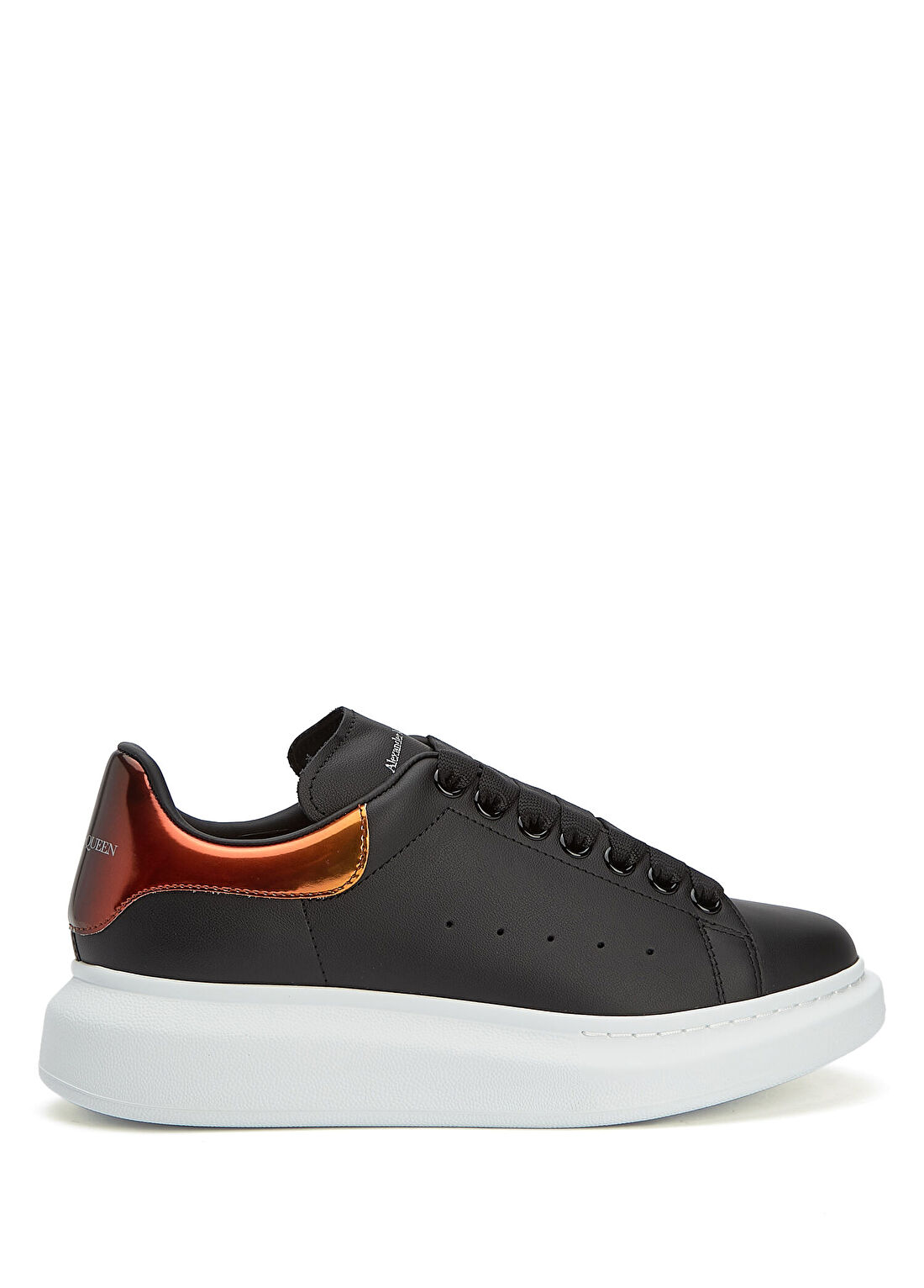 McQueen Oversized Siyah Turuncu Kadın Deri Sneaker