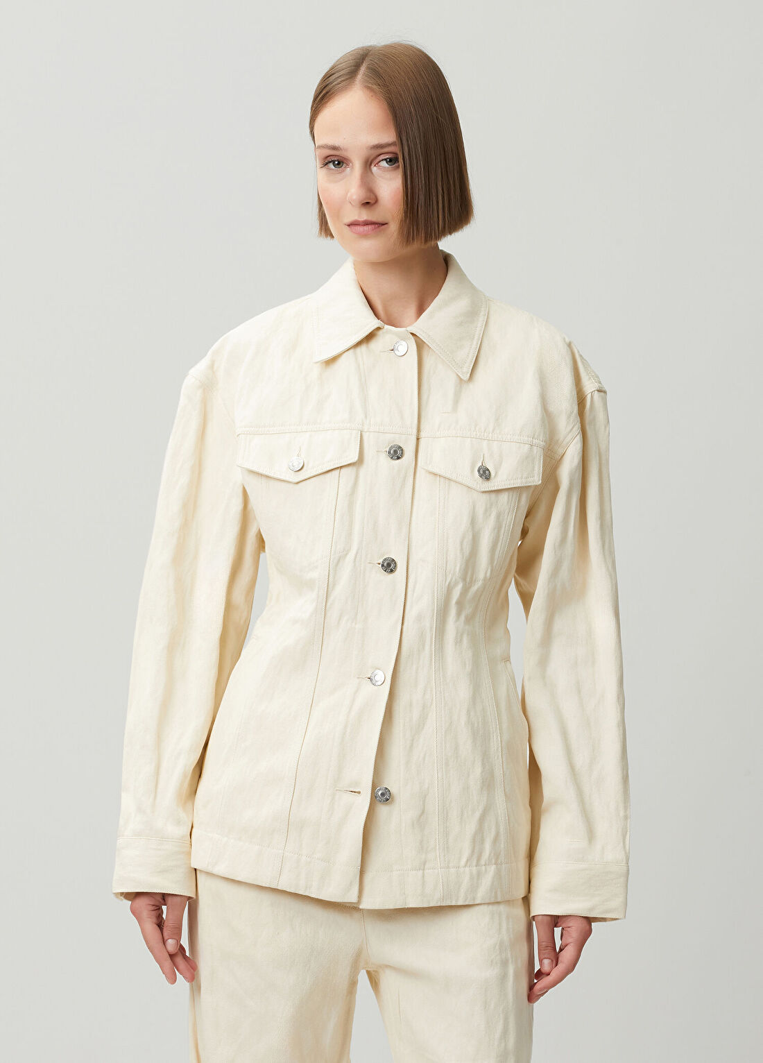 Helmut Lang Crushed Trucker Krem Ceket
