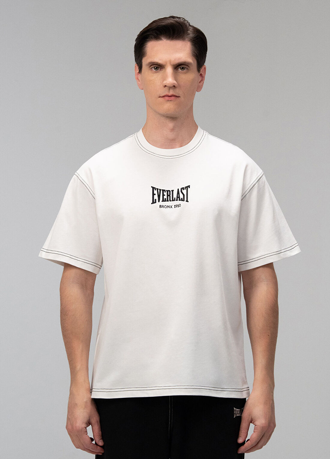 Everlast Dot Collection Comfort Fit Beyaz Pamuklu Kısa Kollu Erkek T-shirt