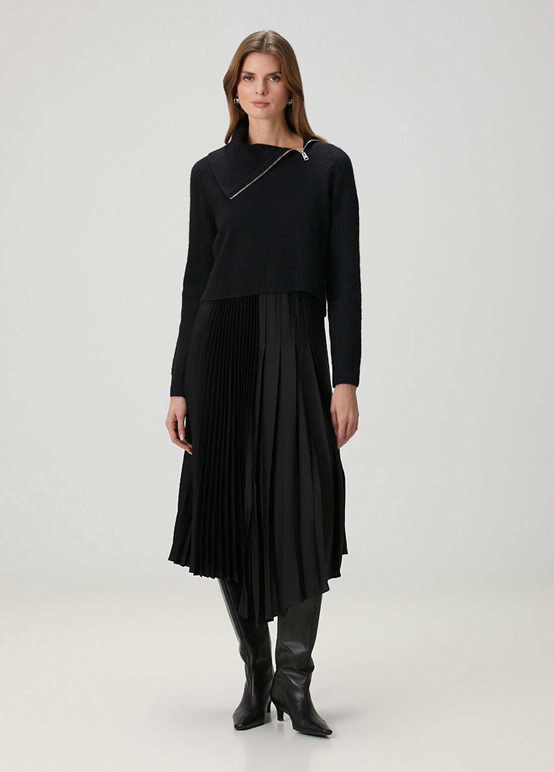 AllSaints Jay 2-in-1 Siyah Maksi Elbise görsel 2