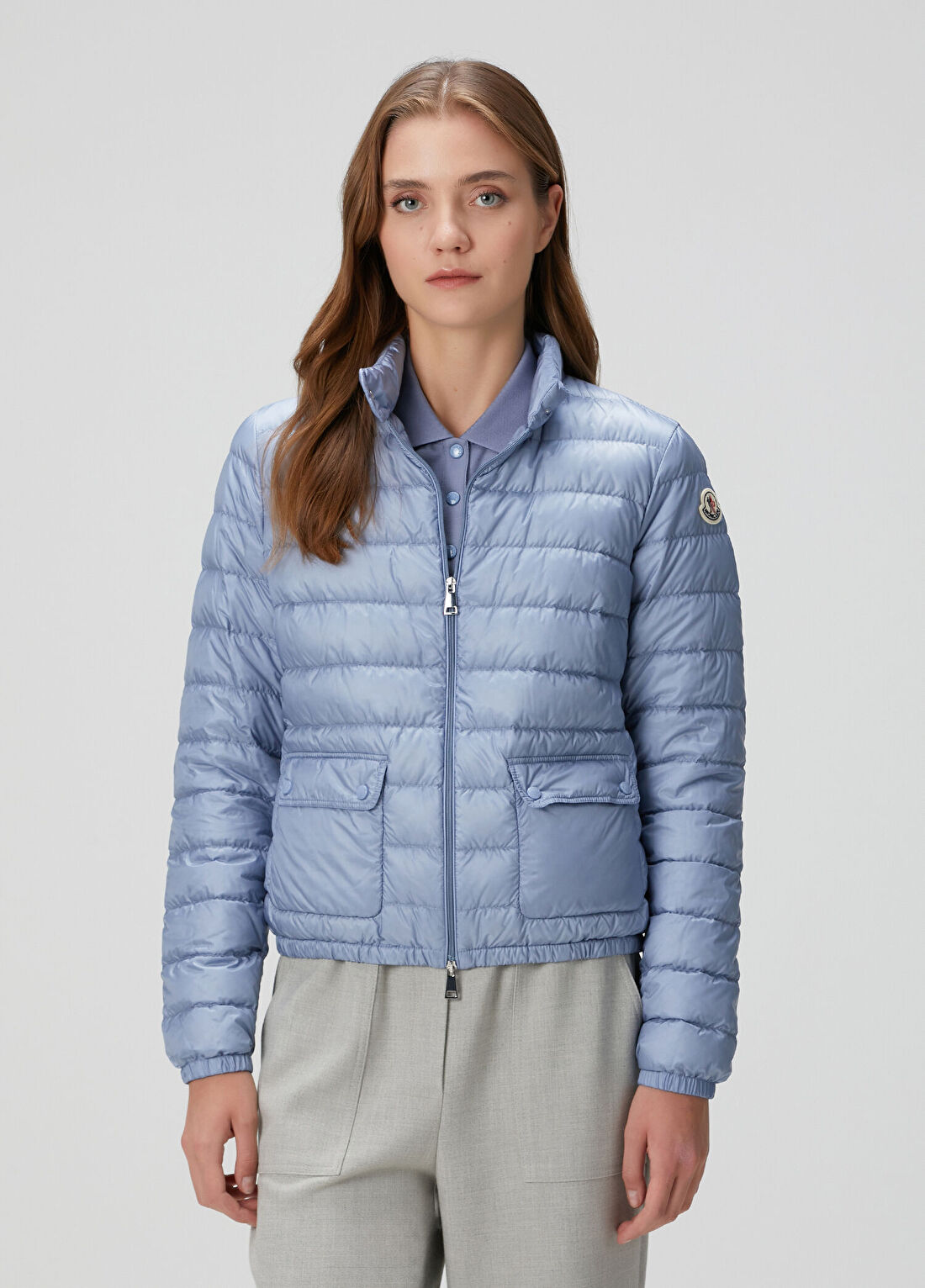 Moncler Lans Mavi Crop Puffer Mont