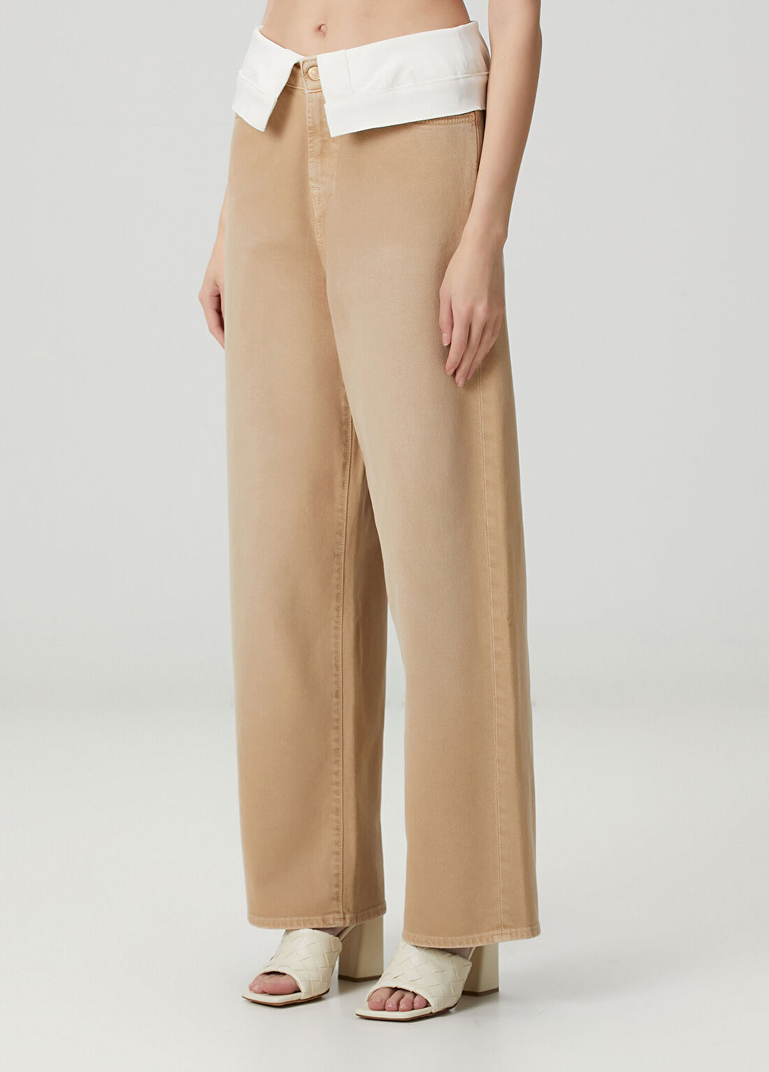 7 For All Mankind Açık Kahve Wide Leg Jean Pantolon görsel 2