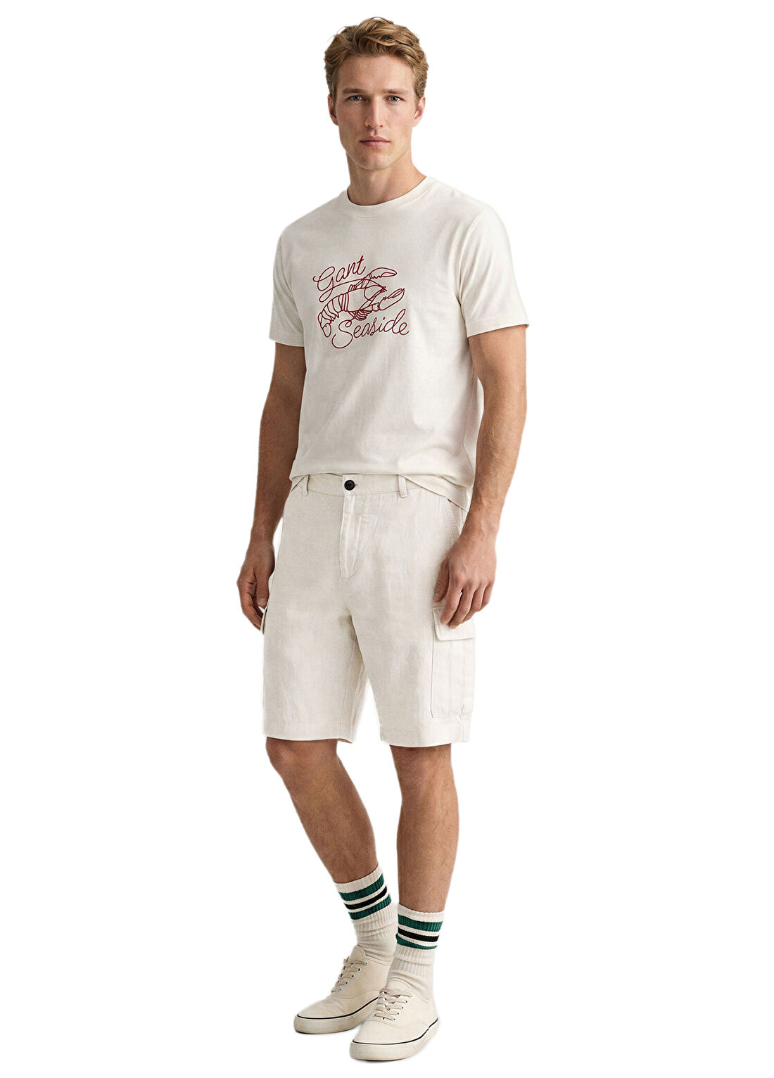 Gant Bej Keten Regular Fit Erkek Şort