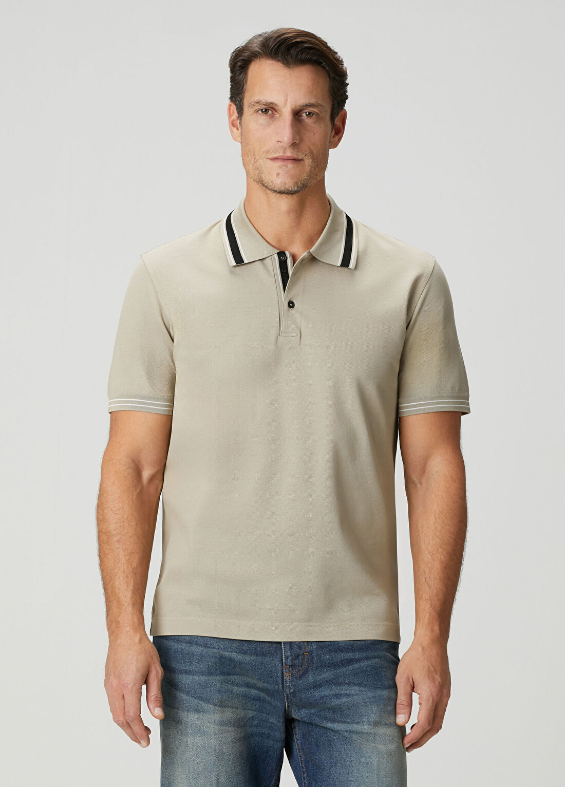 Ferragamo Bej Polo Yaka T-shirt