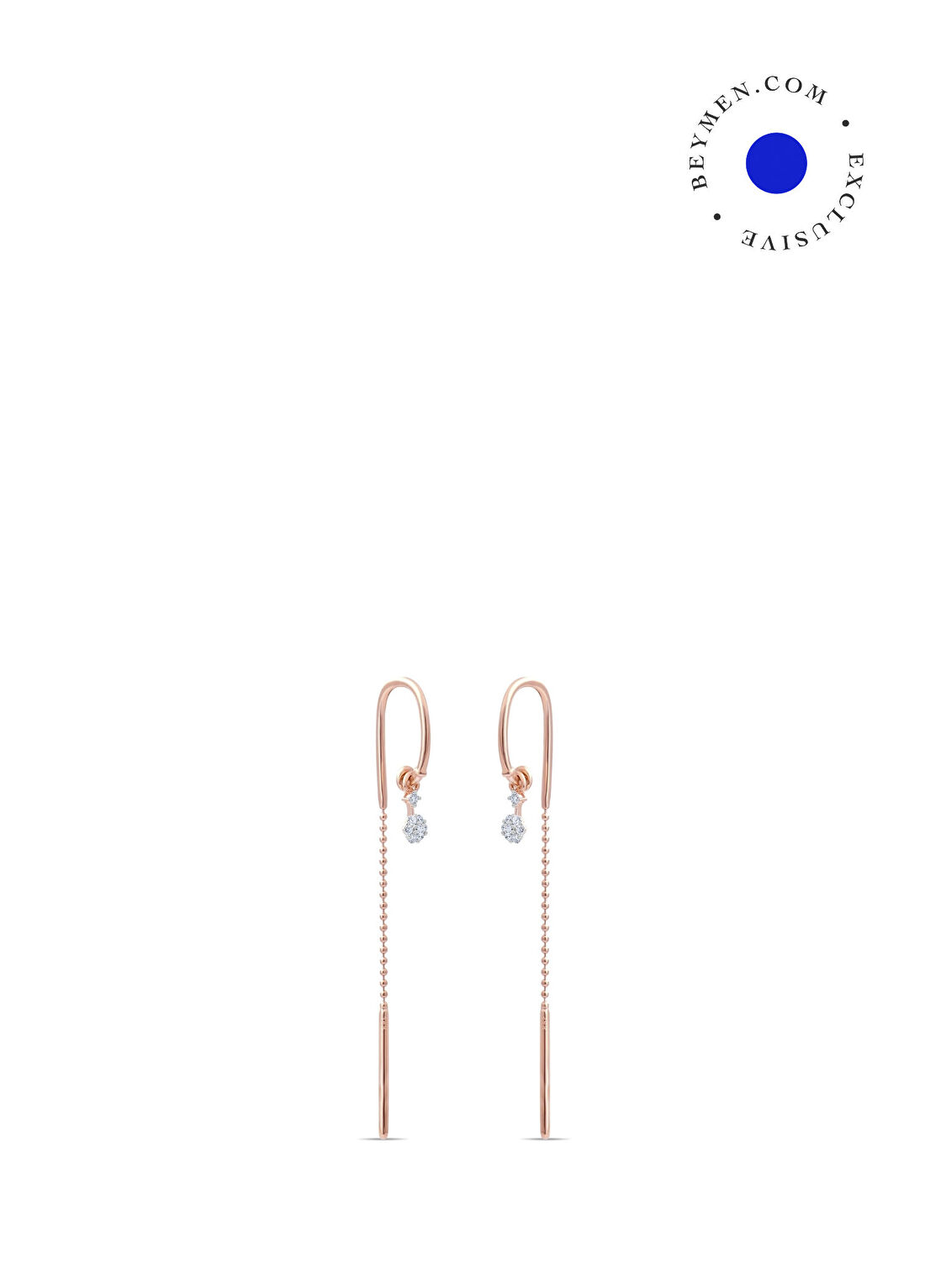 Safir Mücevher Luna Çiçek Pırlanta Taşlı 14 Ayar Rose Gold Altın Kadın Küpe