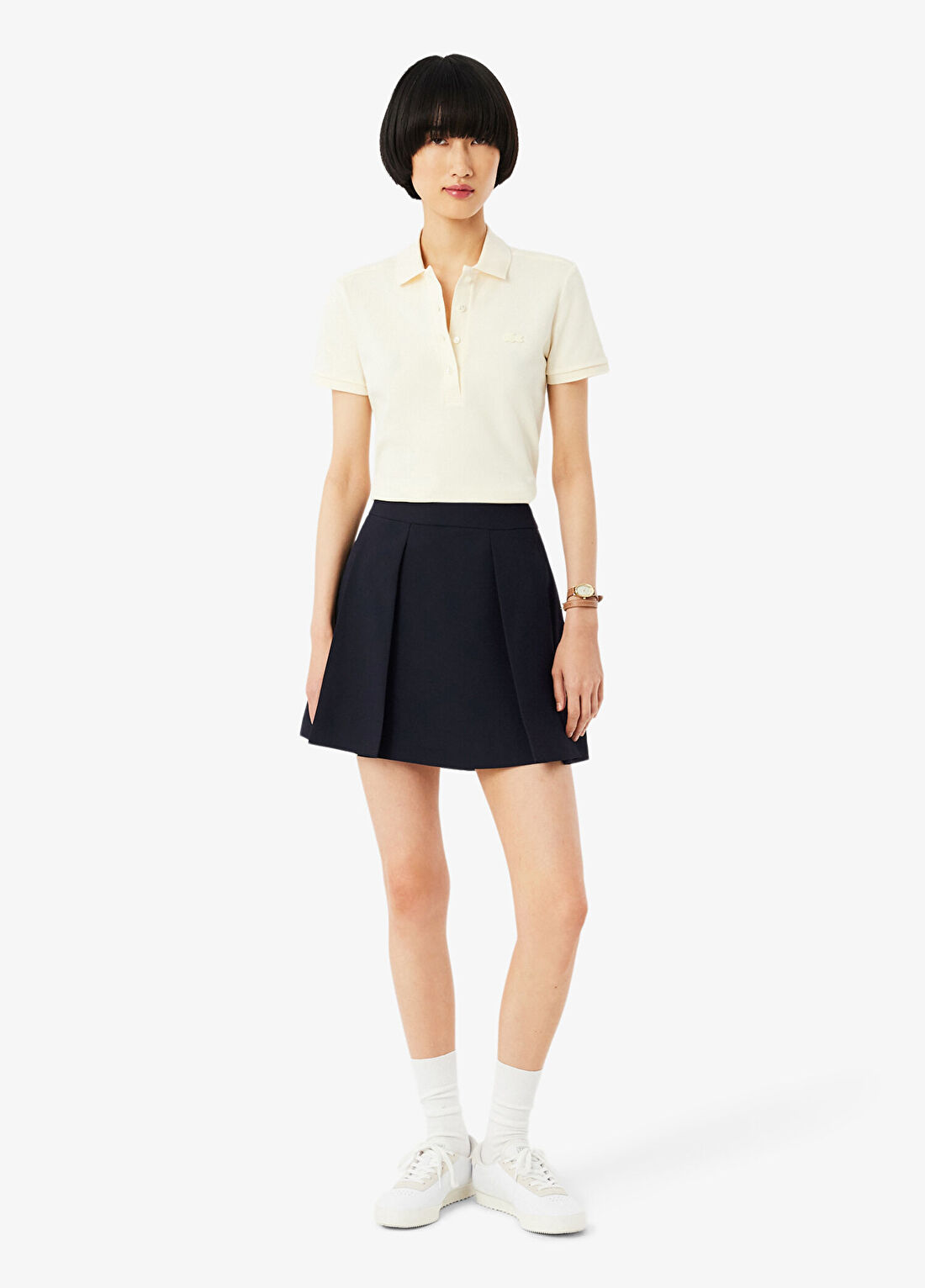 Lacoste Lacivert Flare Fit Kadın Mini Etek