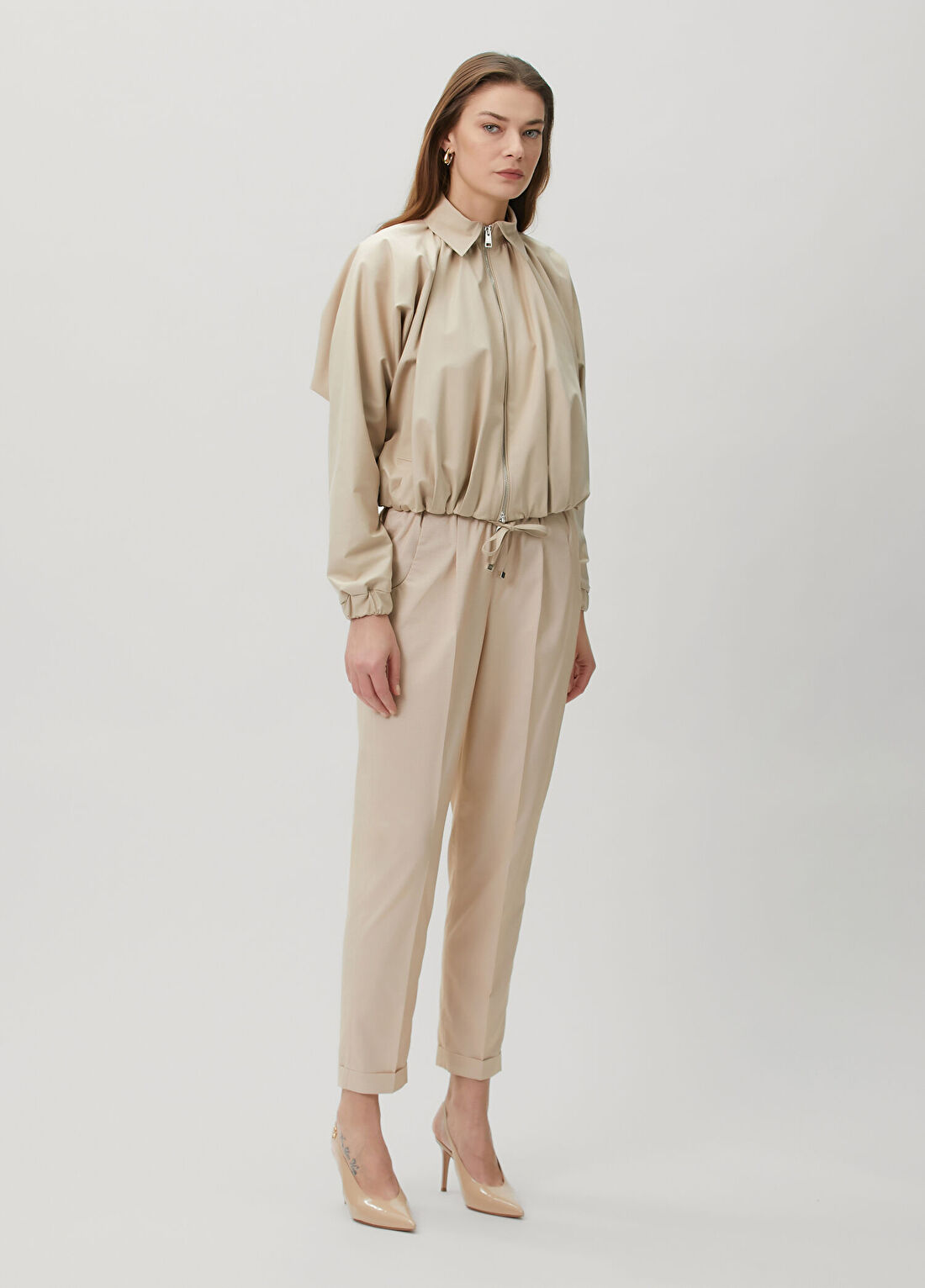 Kiton Bej Pötikareli Pantolon