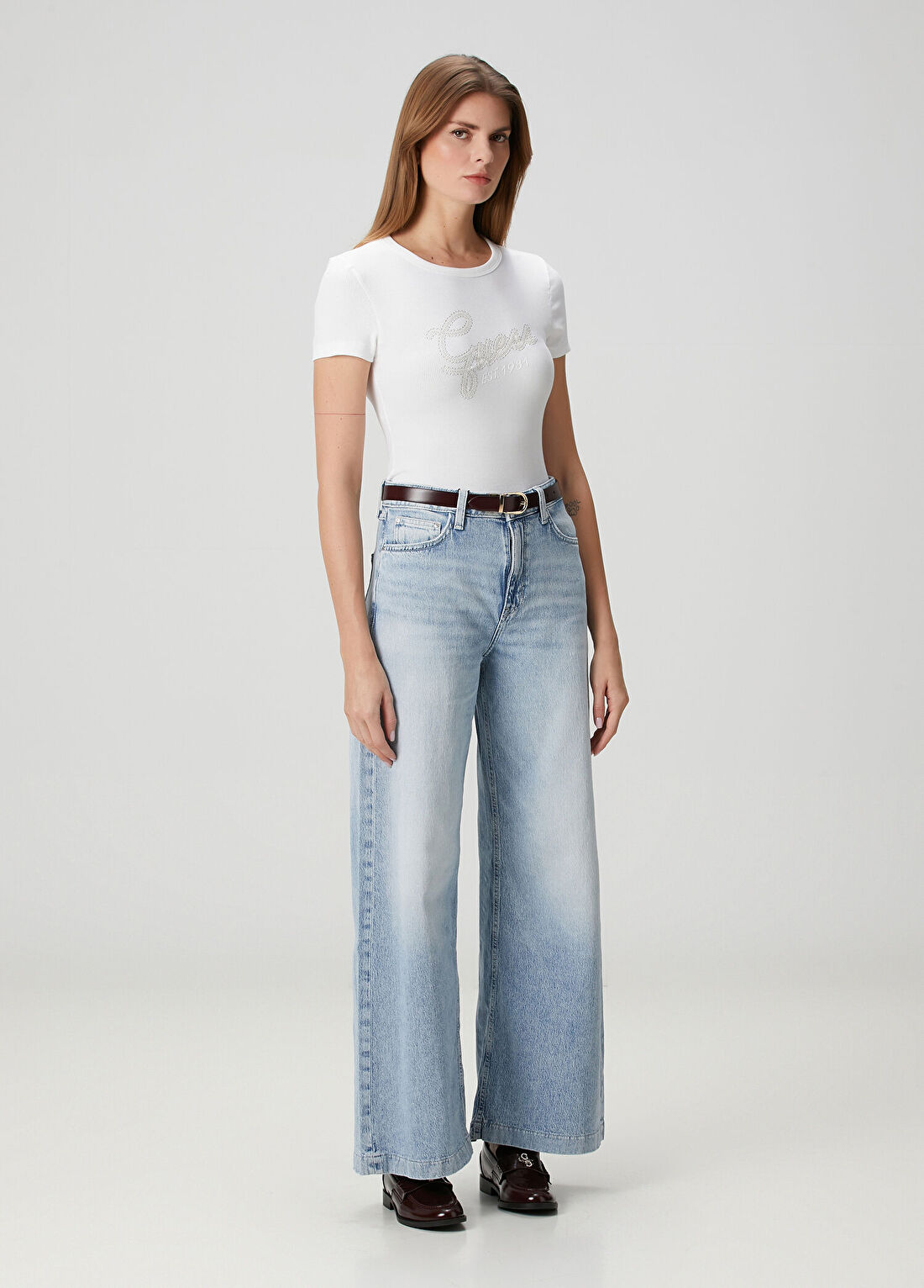 Guess Studs Slim Fit Beyaz T-shirt görsel 2