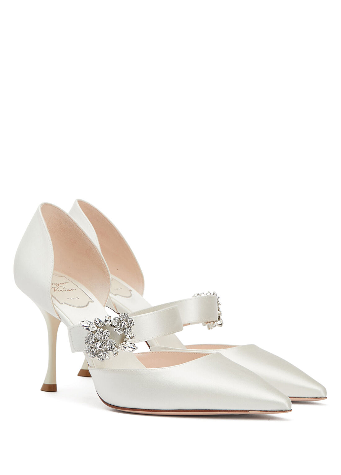 Roger Vivier Krem İpek Topuklu Ayakkabı görsel 2
