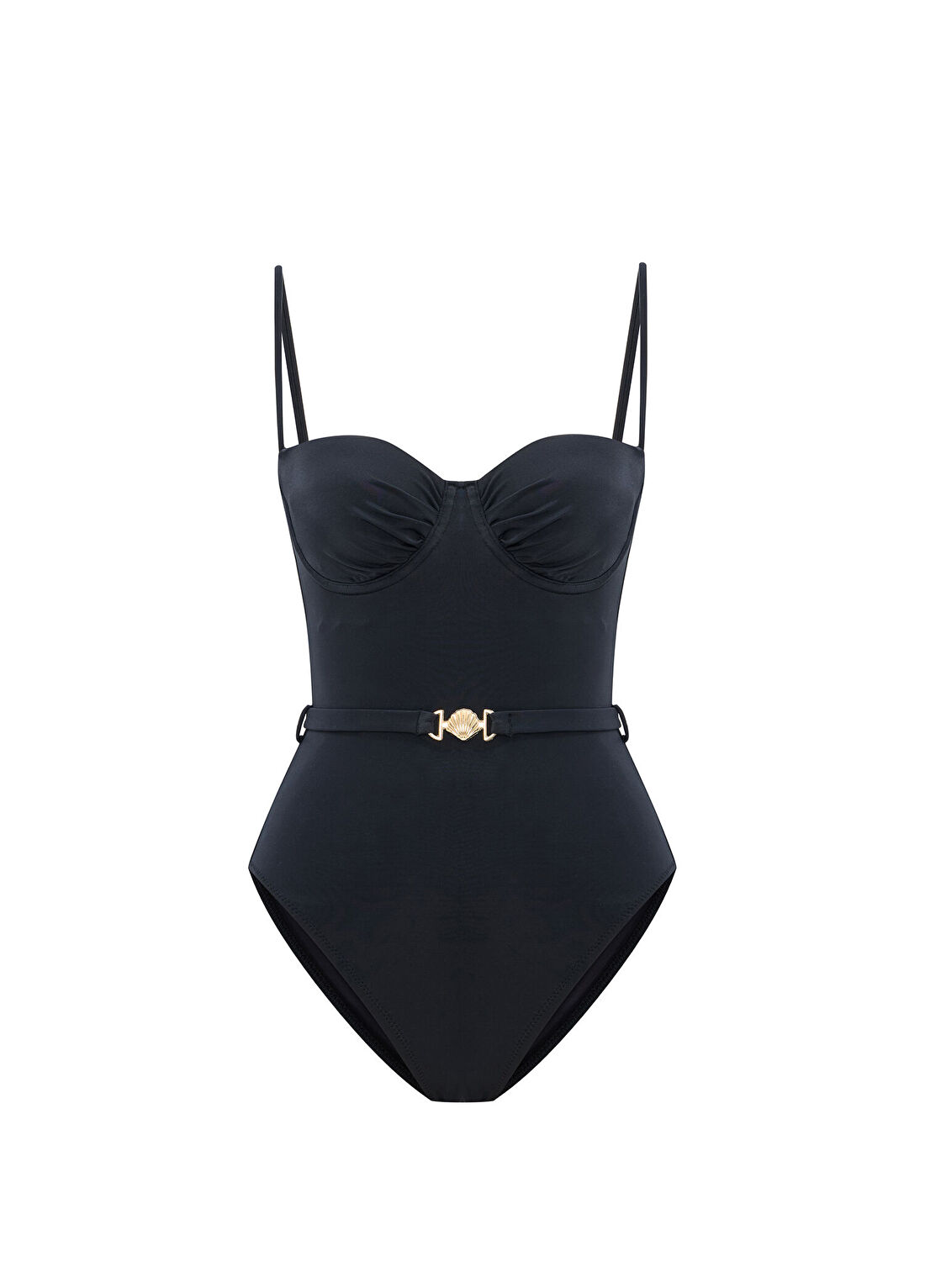 Bia Swimwear Seanora Black Kemerli Balenli Kadın Mayo