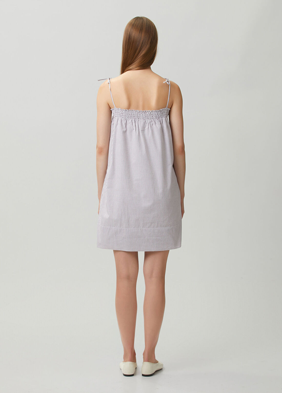 A.P.C. Iris Kahve Beyaz Kareli Mini Elbise görsel 4
