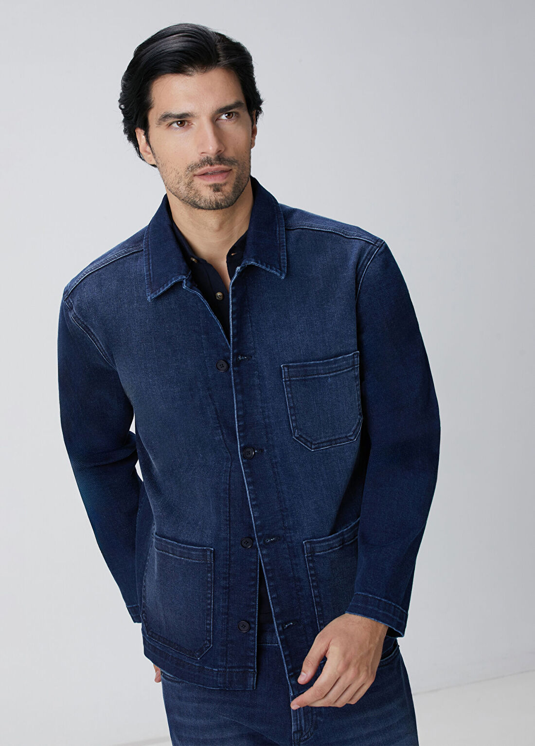 Network Mavi Casmere Touch Denim Ceket görsel 3