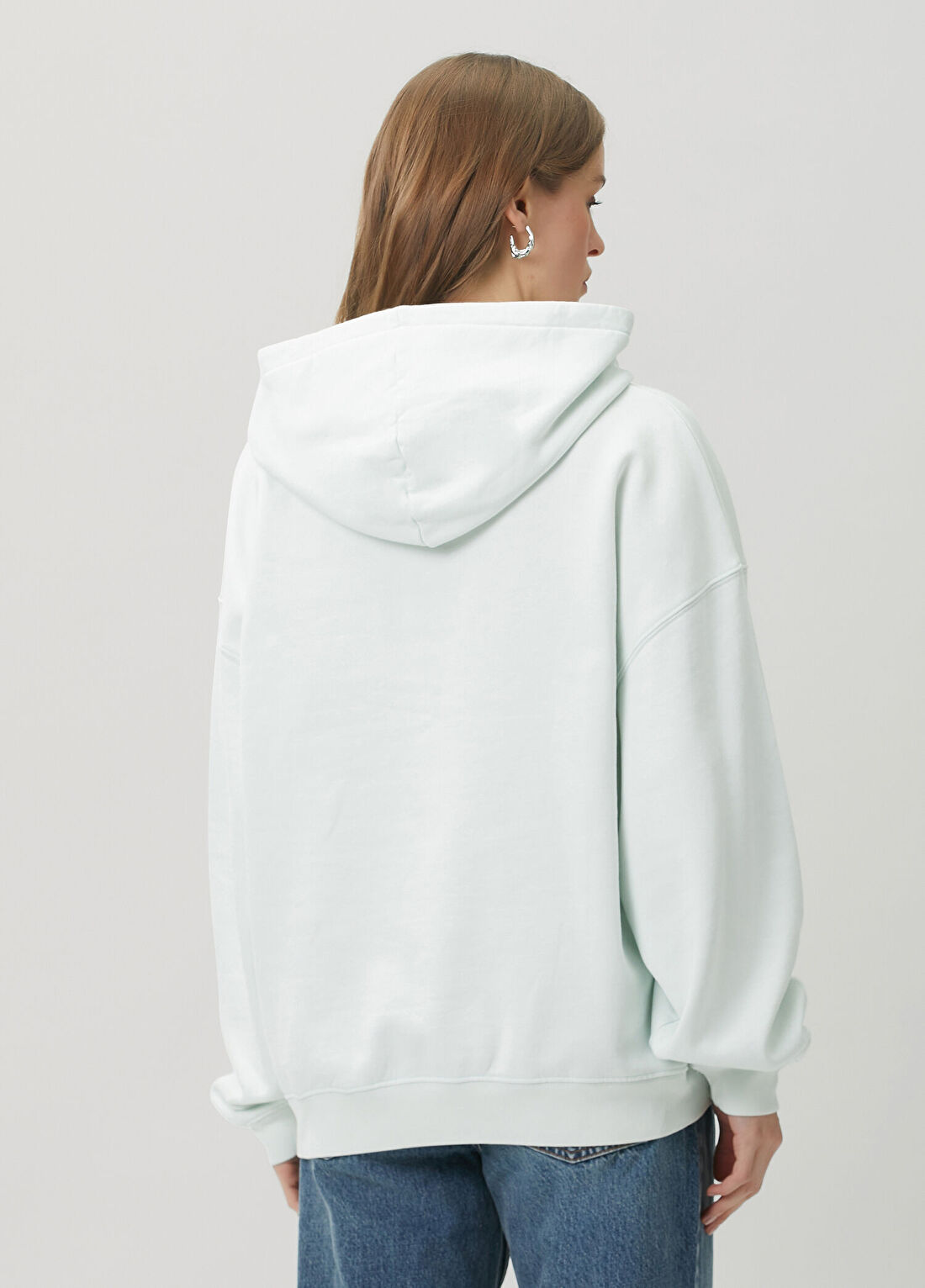 Anine Bing Harvey Açık Yeşil Kapüşonlu Logolu Sweatshirt görsel 4