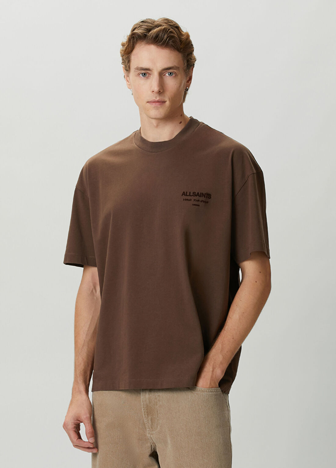 AllSaints Xander Kahverengi T-shirt görsel 3