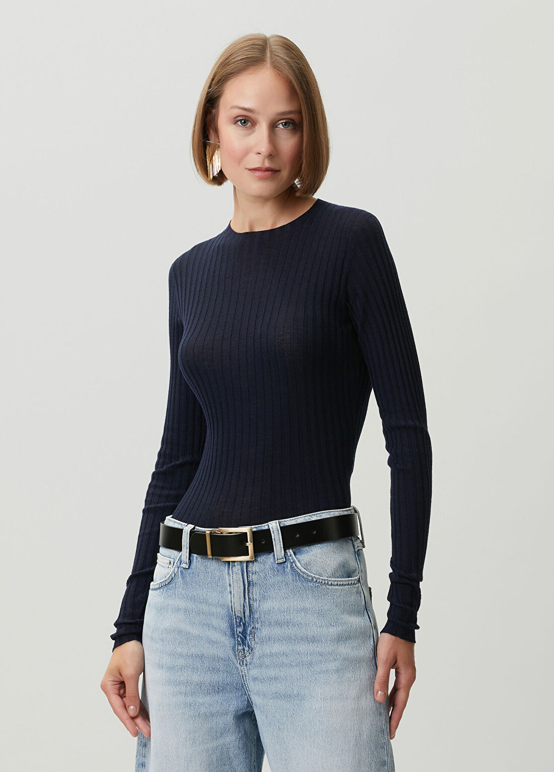 Balenciaga Lacivert Ribli Yün Triko