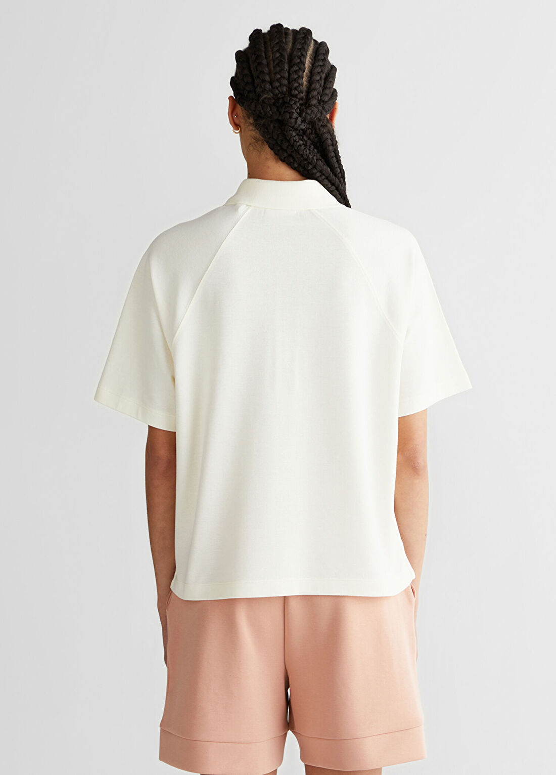 Gant Krem Regular Fit Polo Yaka Yarım Fermuarlı Kısa Kollu Kadın T-Shirt görsel 2