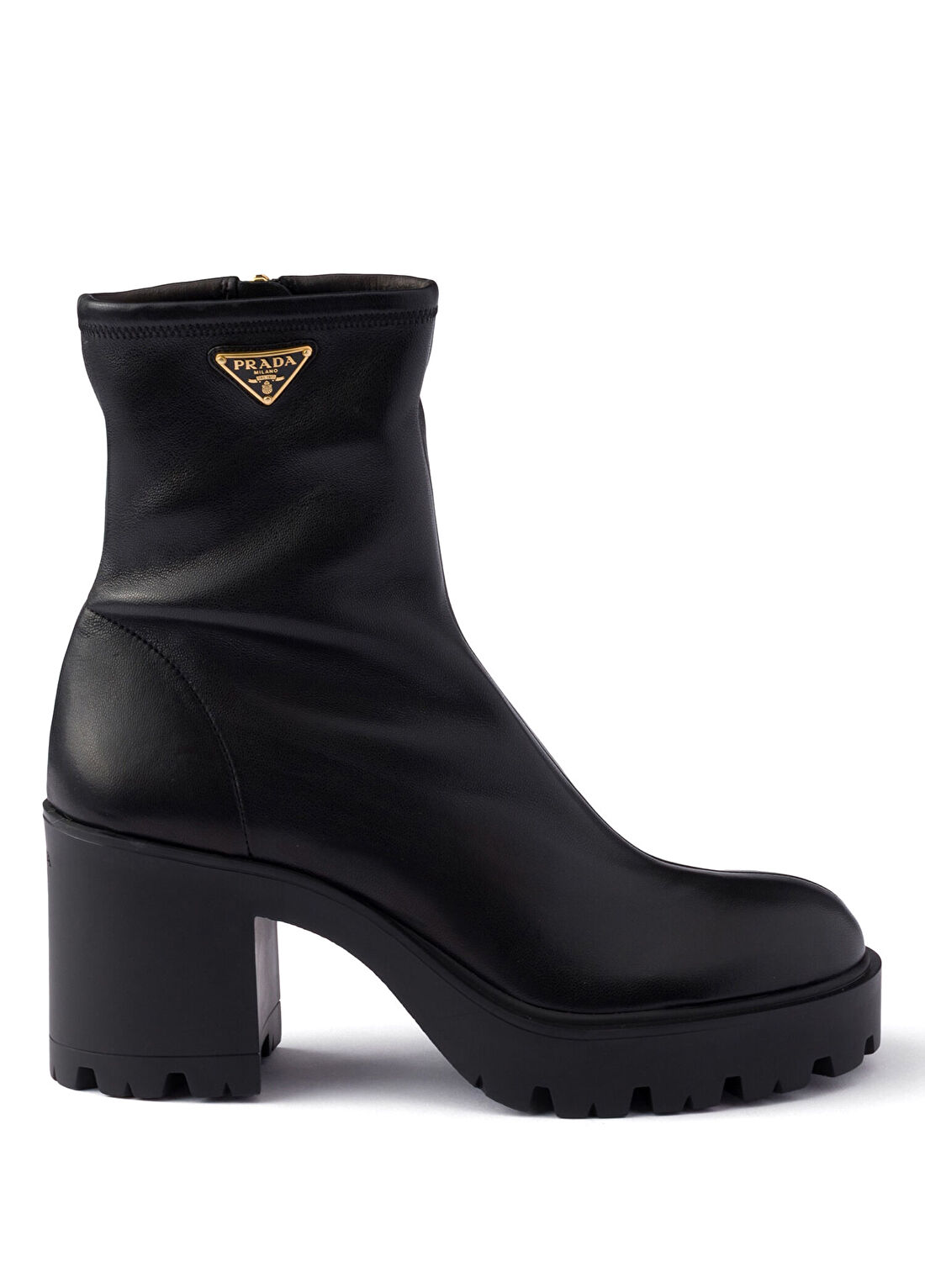 Prada Stretch Siyah Nappa Deri Kadın Topuklu Bot