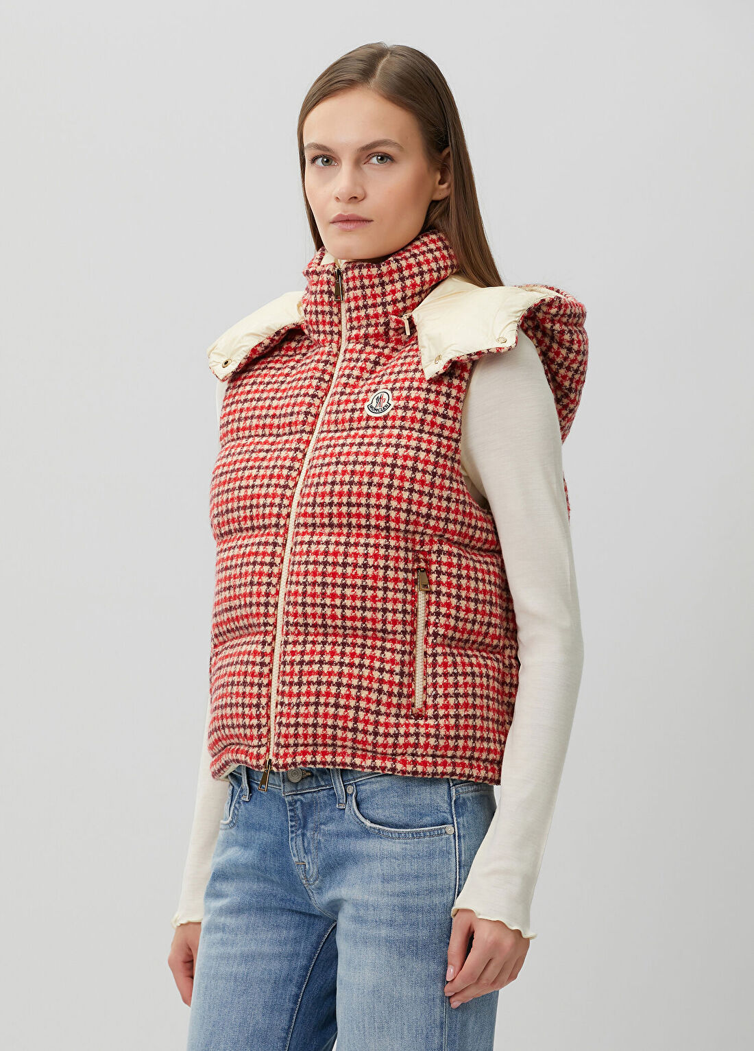 Moncler Niverolle Desenli Yün Puffer Yelek görsel 3