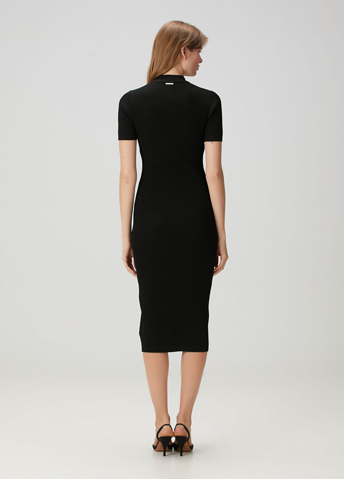 Michael Michael Kors Siyah Midi Polo Triko Elbise görsel 4