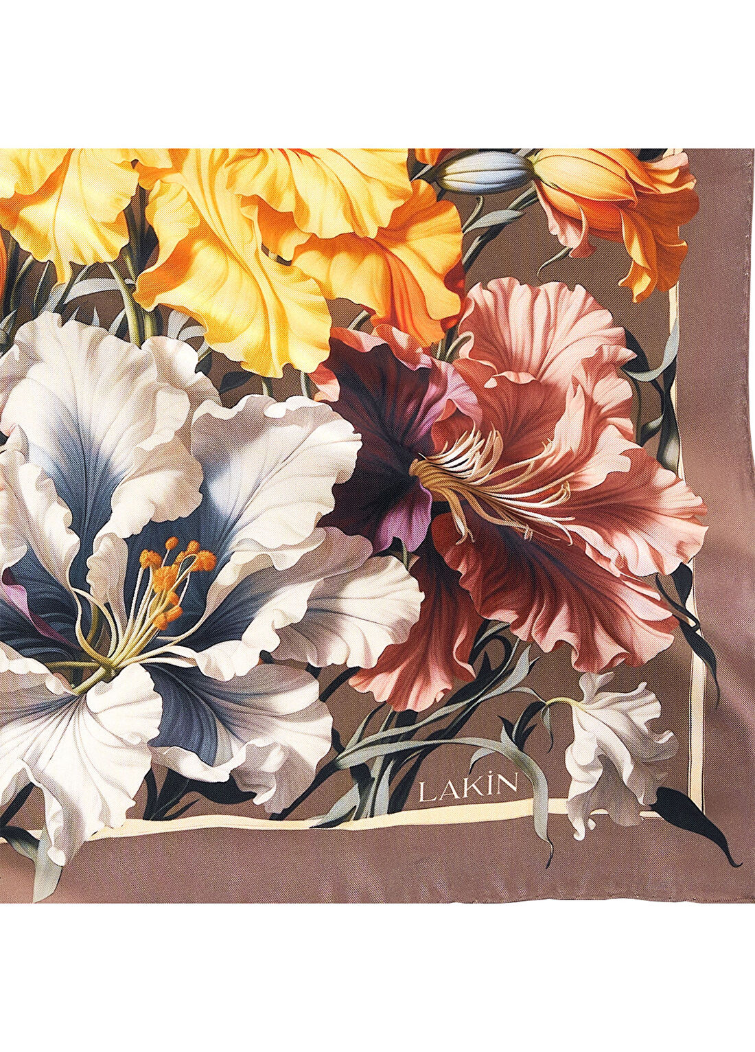Lakin Floral Waltz Twill İpek Kadın Fular 50 cm görsel 4