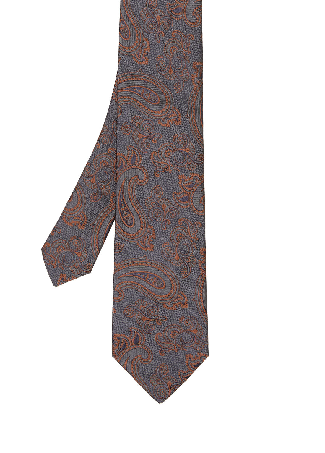 Beymen Collection Antrasit Şal Desenli İpek Kravat