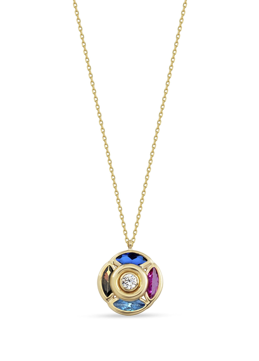 Orena Jewelry Mariva Pırlanta Taşlı 14 Ayar Altın Kadın Kolye