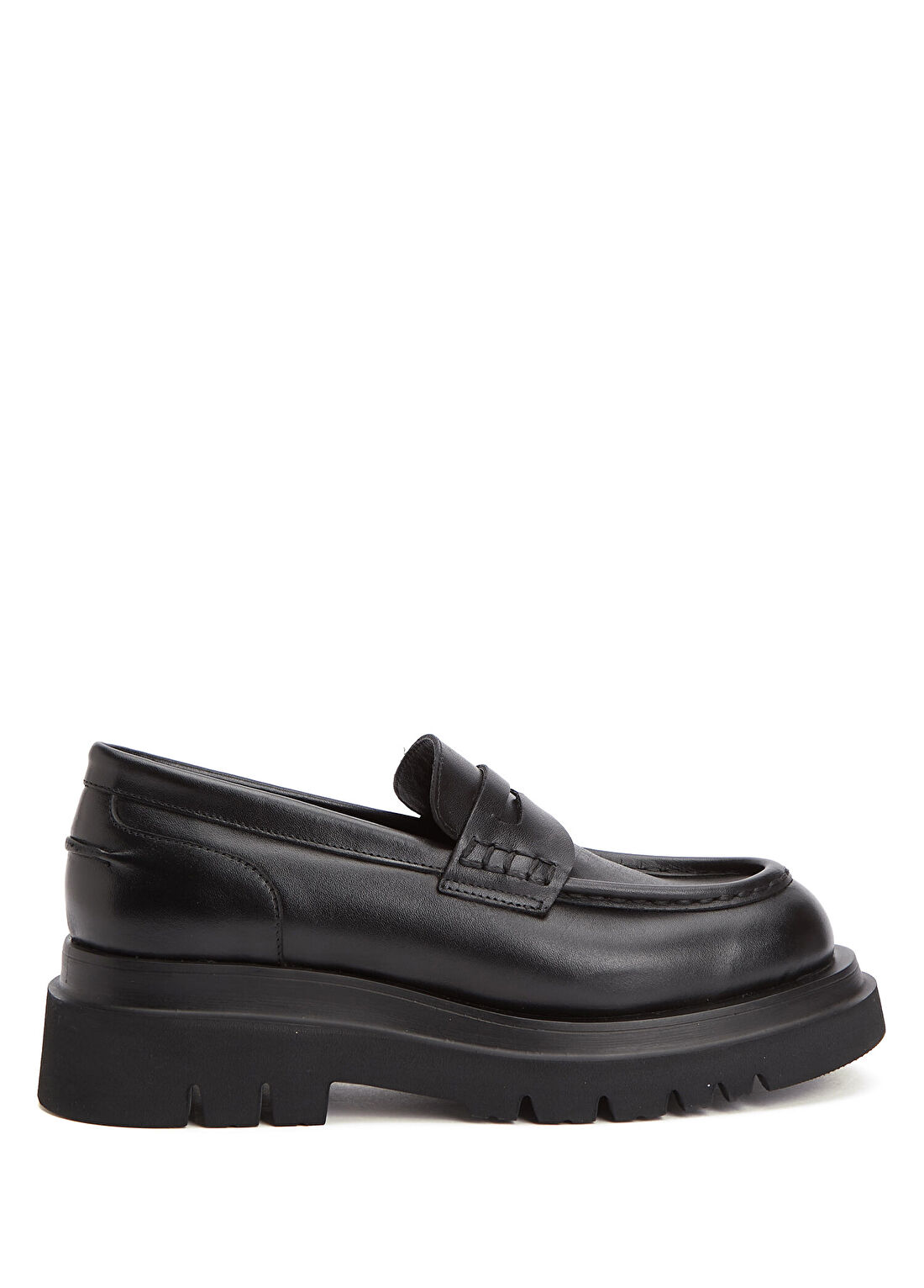 Academia Siyah Kadın Deri Chunky Taban Loafer