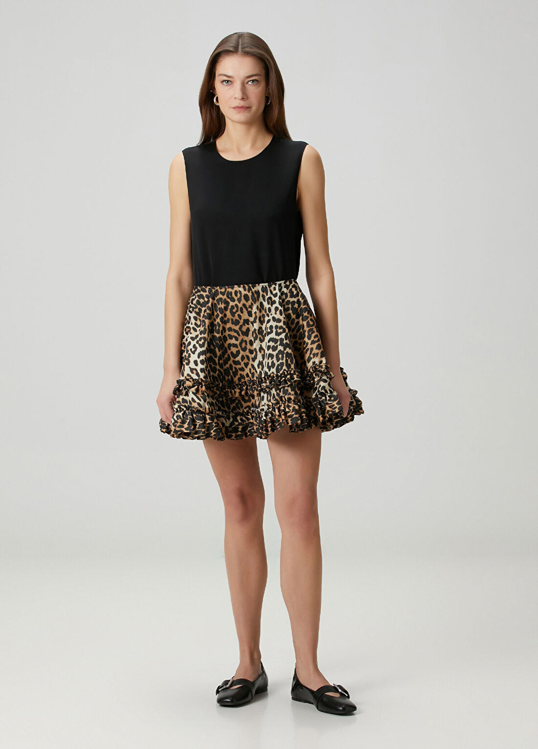 Ganni Leopar Desenli Mini Etek