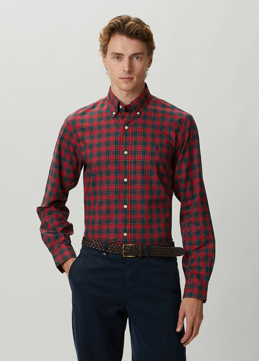 Polo Ralph Lauren Custom Fit Kırmızı Ekose Desenli Twill Gömlek
