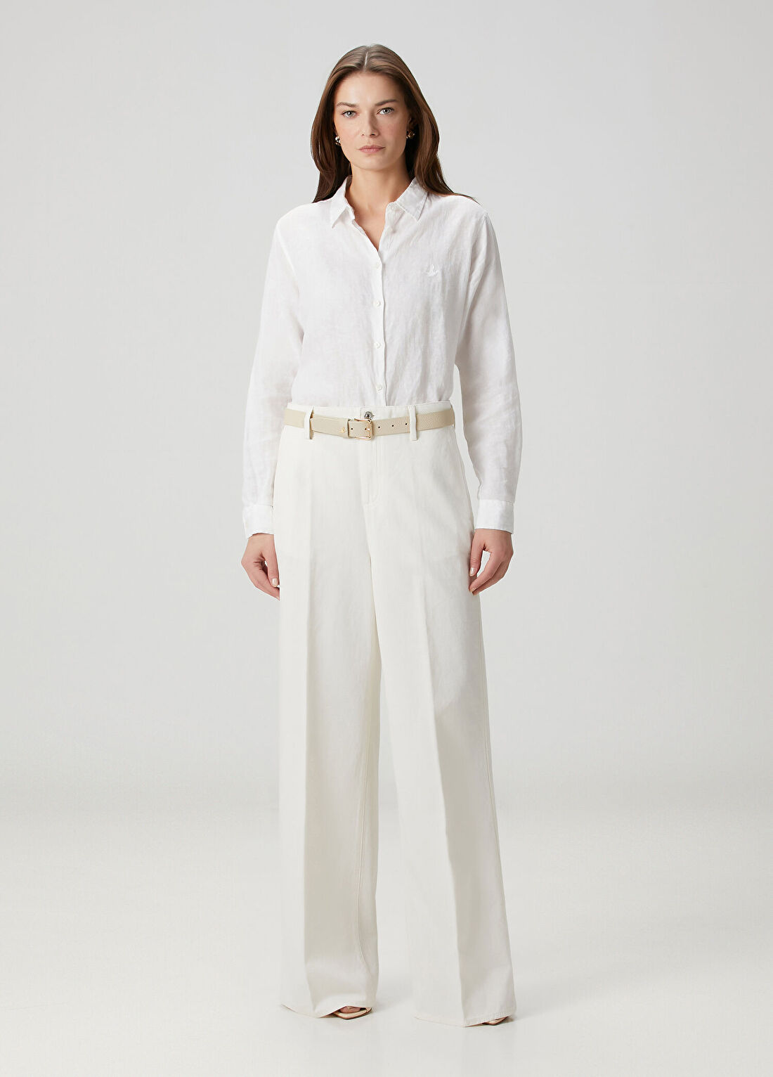 7 For All Mankind Krem Wide Leg Jean Pantolon
